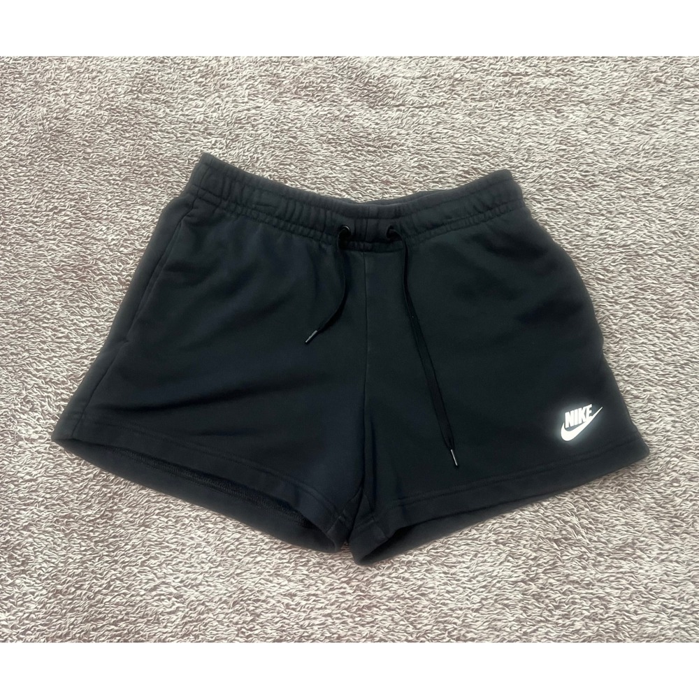 Nike Sportswear Womens Small Black Fleece Shorts Drawstring Futura Logo Pockets